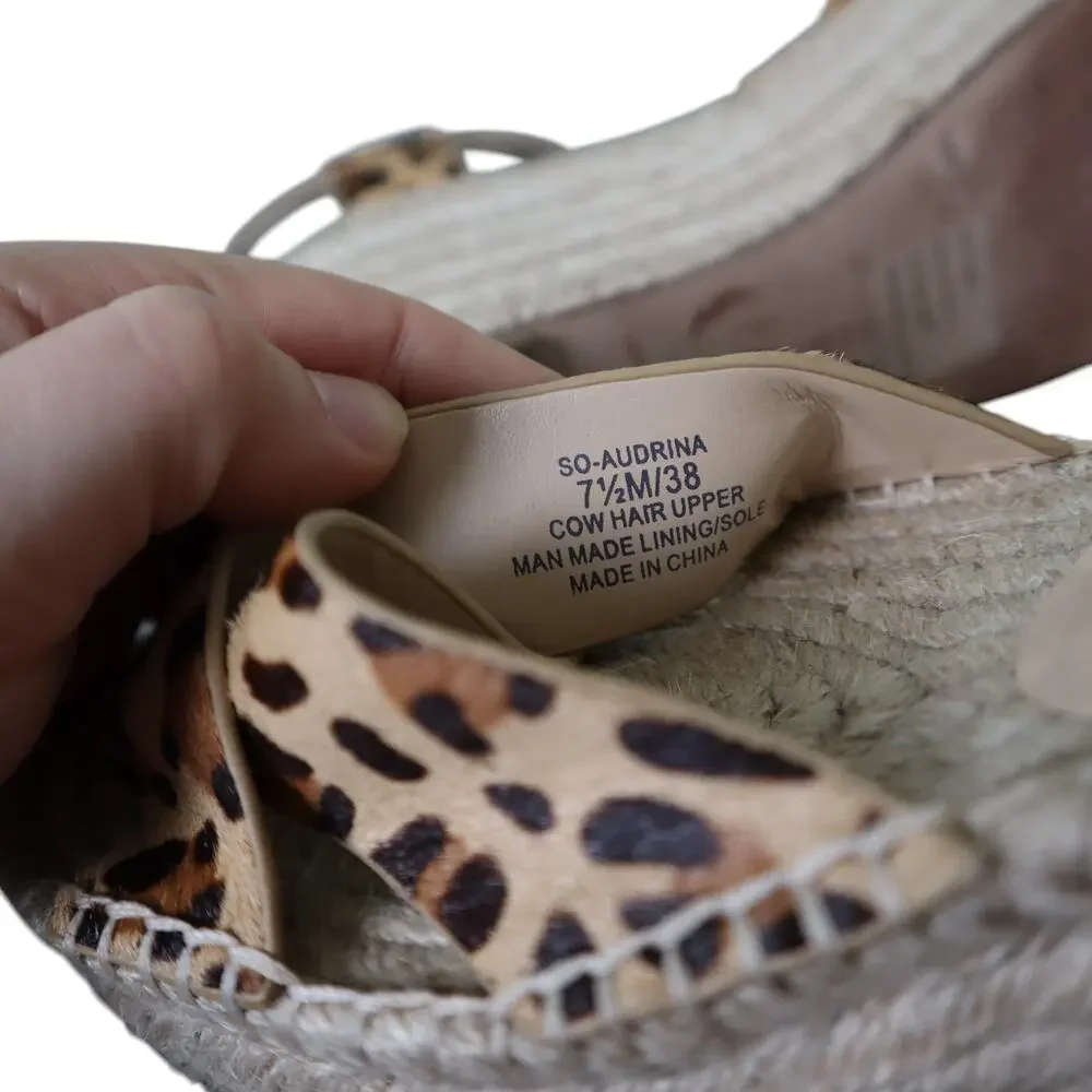 Sole Society Womens Audrina Platform Espadrille Sandals Size 7.5 Leopard Print‎